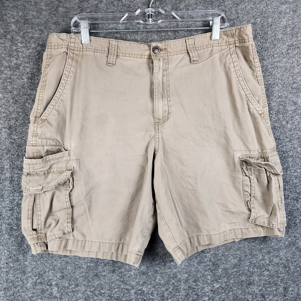 Magellan Outdoors Cargo Shorts Mens 36 Tan Cotton Ripstop Hiking Fishing EUC